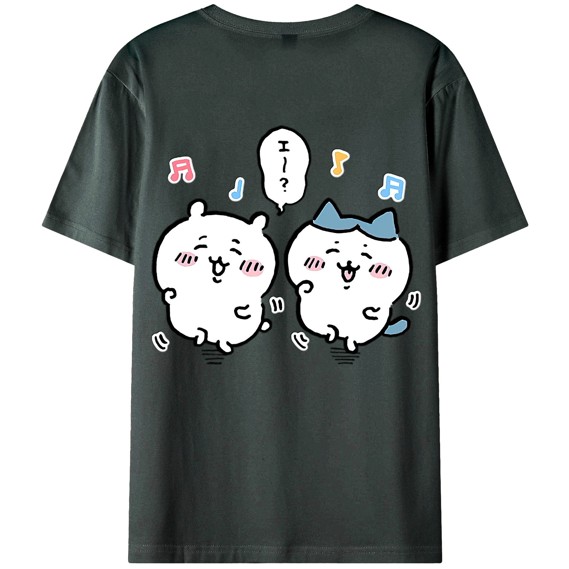 （画像用） ちいかわ ハチワレ Chii-kawa hachiware 綿100％ メンズ半袖Tシャツ（バックプリント） 通気性